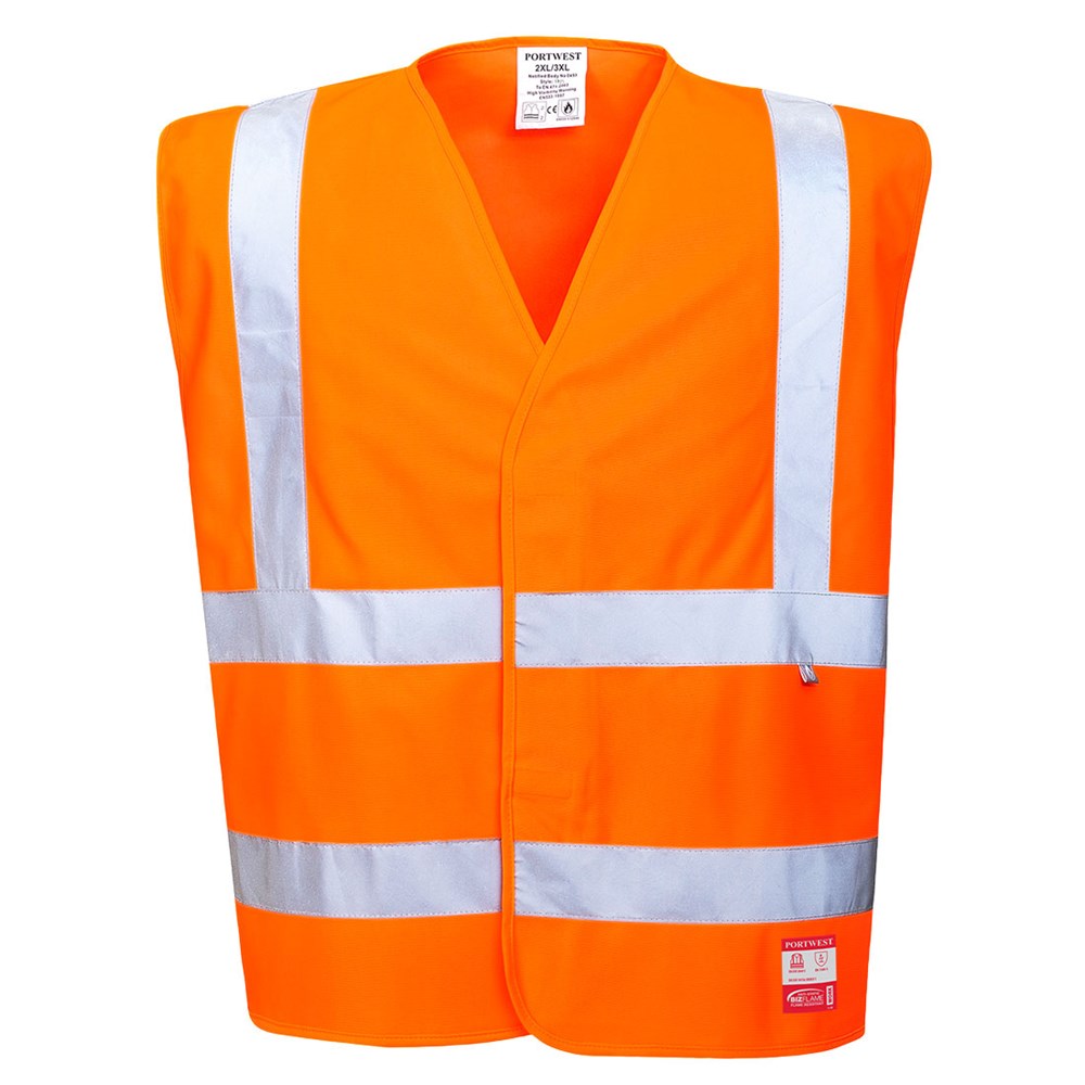Portwest FR71ORRL/XL -  sz L - XL Hi-Vis Anti Static Vest - Flame Resistant - Orange