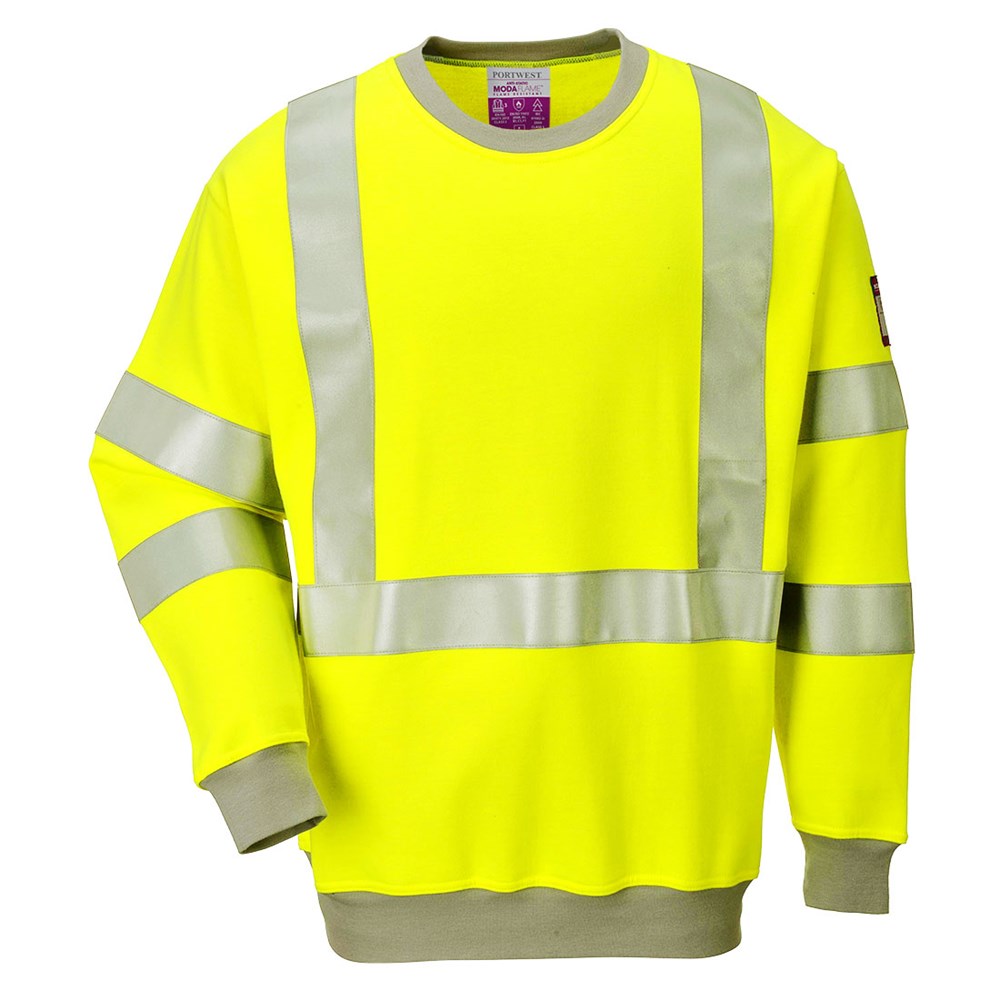 Portwest FR72YERXXL -  sz 2XL Flame Resistant Anti-Static Hi-Vis Sweatshirt - Yellow