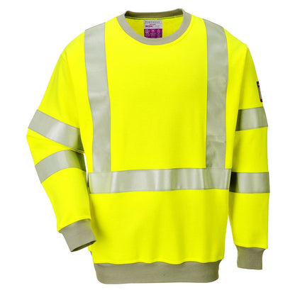 Portwest FR72YERL -  sz L Flame Resistant Anti-Static Hi-Vis Sweatshirt - Yellow