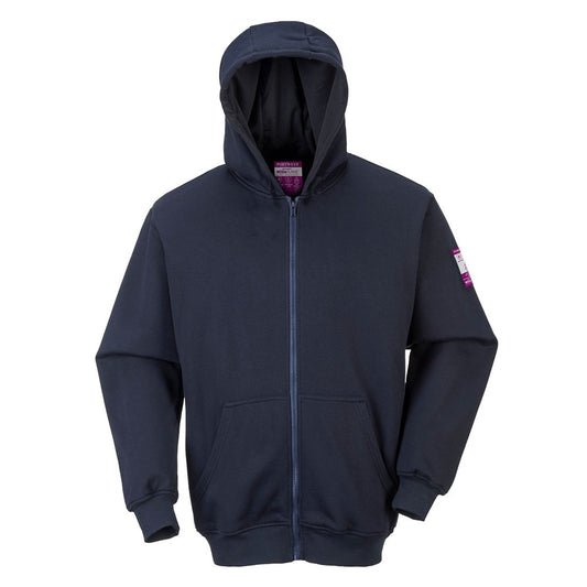 Portwest FR81 -  All Sizes FR Zip Front Hooded Sweatshirt - Navy