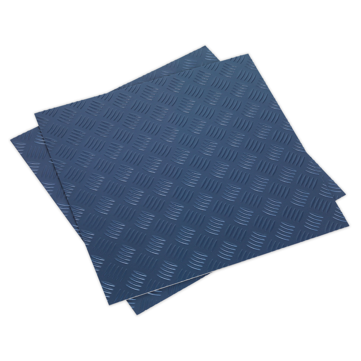 SEALEY - FT1B Vinyl Floor Tile with Peel & Stick Backing - Blue Treadplate Pack of 16