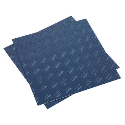 SEALEY - FT1B Vinyl Floor Tile with Peel & Stick Backing - Blue Treadplate Pack of 16