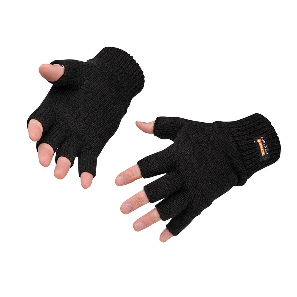 Portwest GL14BKR -   Fingerless Knit Insulatex Glove - Black