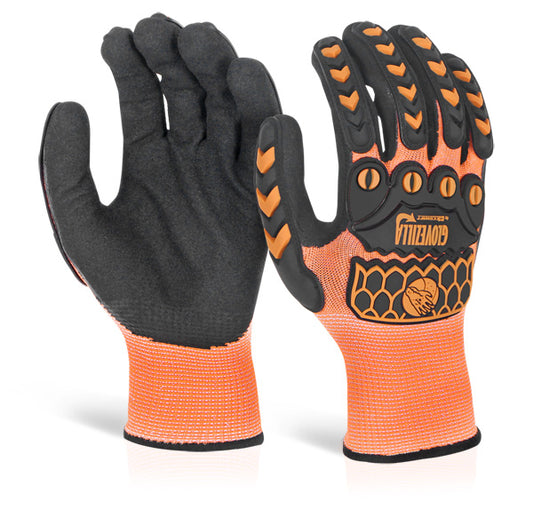 BEESWIFT GLOVEZILLA SANDY NITRILE COATED GLOVES ORANGE XL