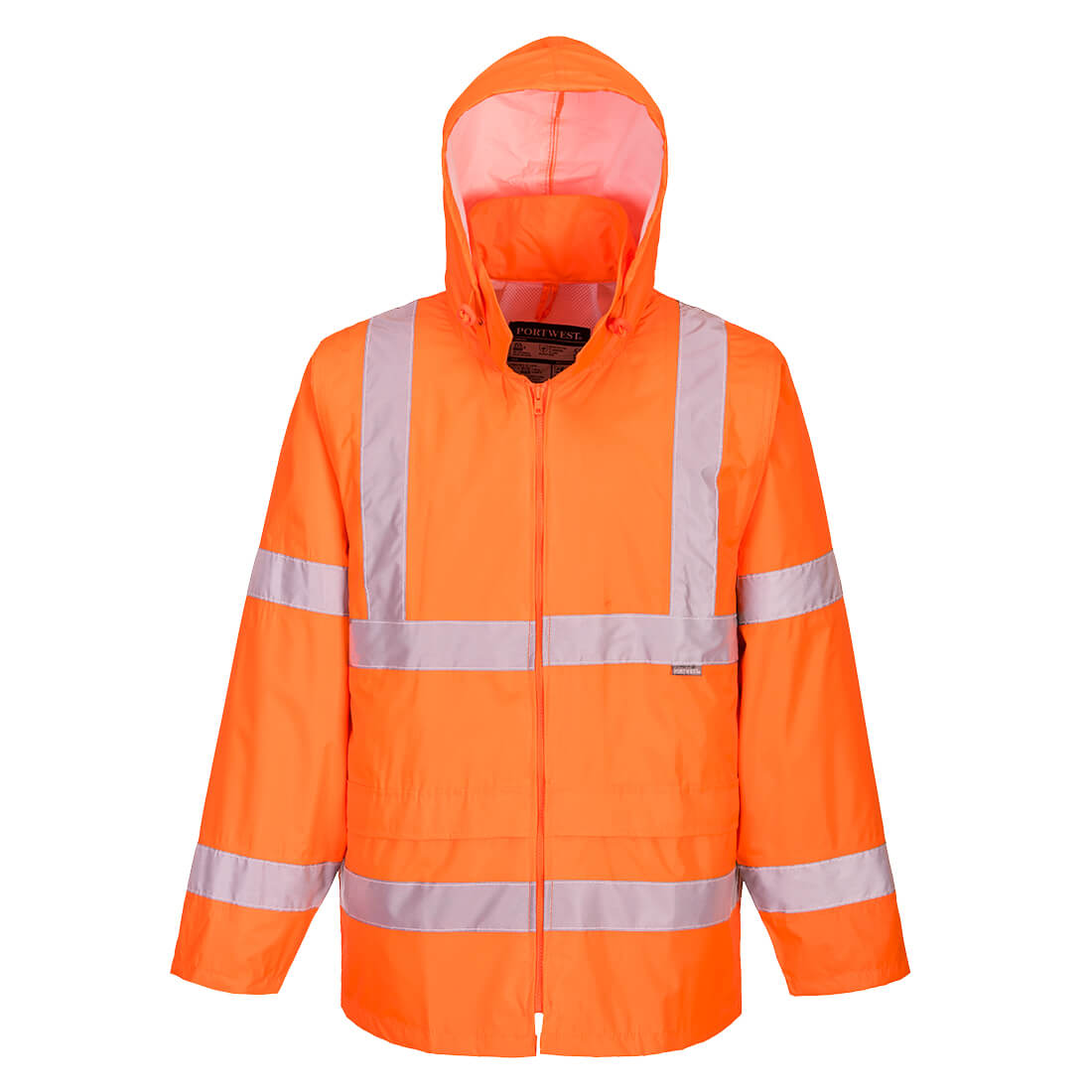 Portwest H440 - Orange Sz L Hi-Vis Rain Jacket Coat Visibility Reflective