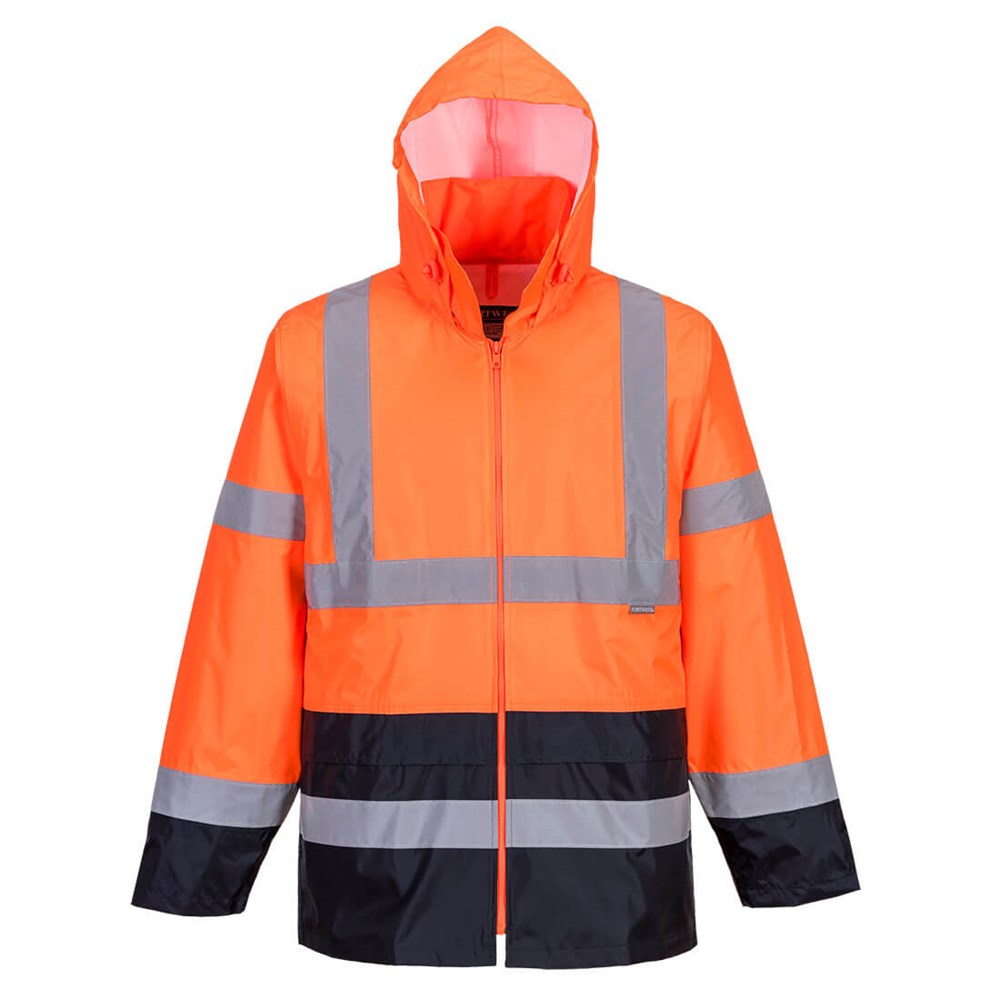 Portwest H443ONRXXXL -  sz 3XL Hi-Vis Classic Contrast Rain Jacket - Orange/Navy