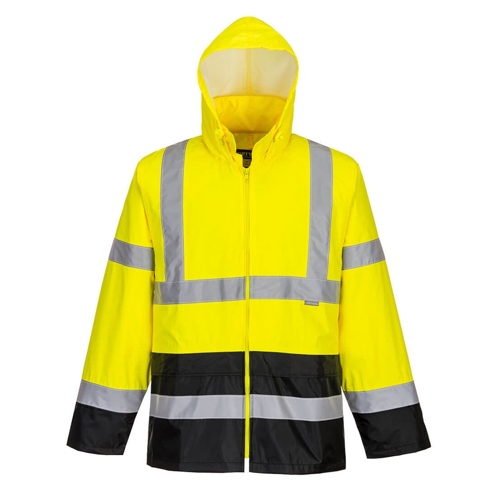 Portwest H443YBRL -  sz L Hi-Vis Classic Contrast Rain Jacket - Yellow/Blue