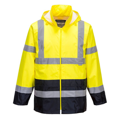 Portwest H443YNRXXL -  sz 2XL Hi-Vis Classic Contrast Rain Jacket - Yellow/Navy