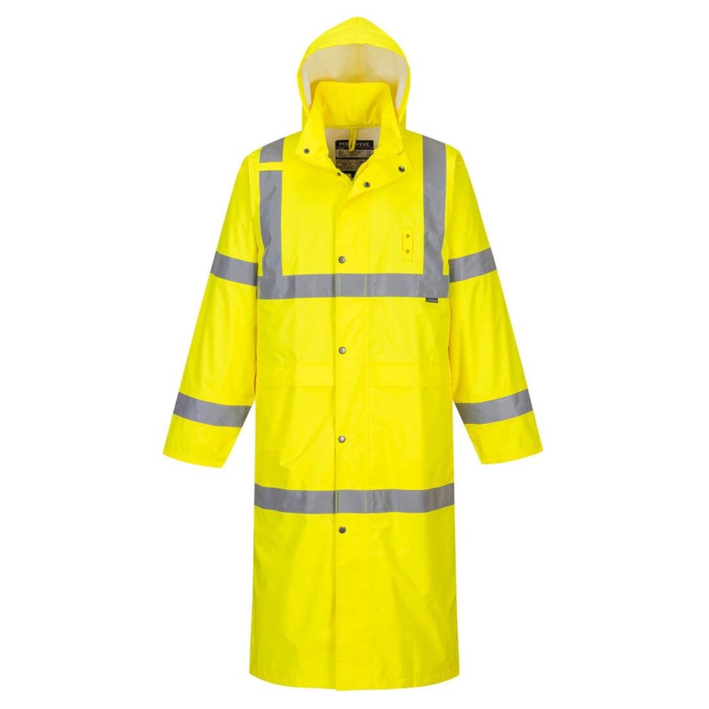 Portwest H445 - Extra Long Hi-Vis Rain Coat 122cm - Yellow & Orange Jackets