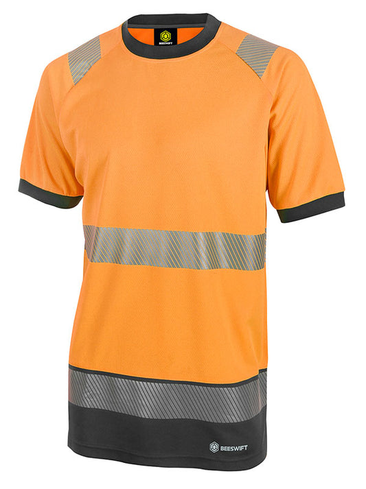 BEESWIFT DELTIC HI-VIS TWO-TONE SHORT SLEEVE T-SHIRT ORANGE / BLACK S