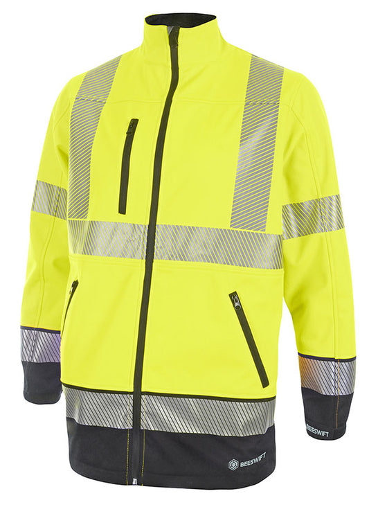 BEESWIFT DELTIC HI-VIS TWO-TONE SOFT SHELL JACKET SATURN YELLOW / NAVY XL