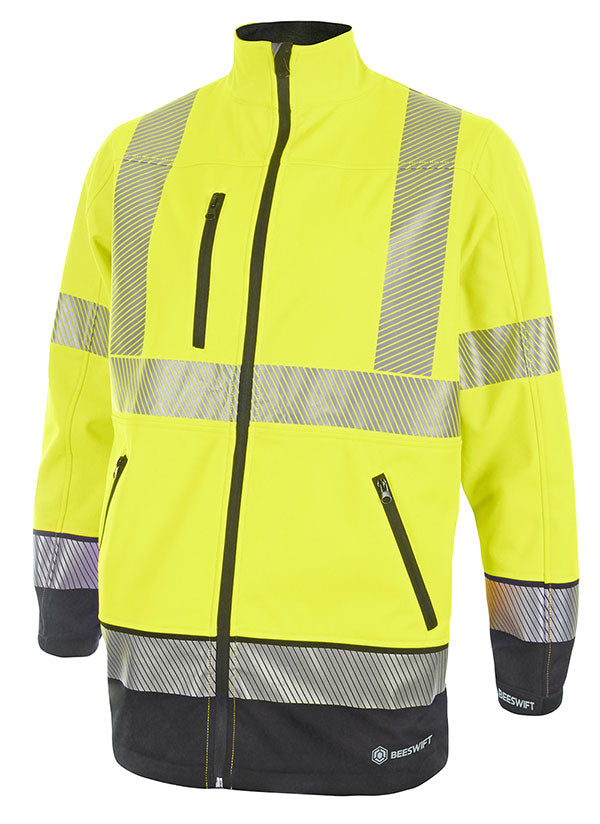 BEESWIFT DELTIC HI-VIS TWO-TONE SOFT SHELL JACKET SATURN YELLOW / NAVY 4XL