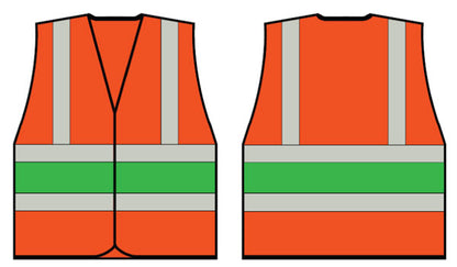ORANGE WCENG VEST WITH GREEN BAND 4XL