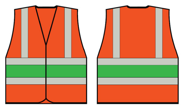ORANGE WCENG VEST WITH GREEN BAND XXL