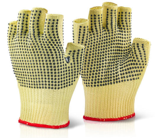 BEESWIFT REINFORCED FINGERLESS DOTTED GLOVES YELLOW 08