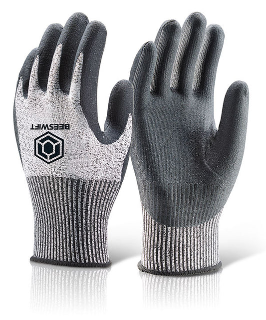 BEESWIFT MICRO FOAM NITRILE CUT LEVEL B GLOVES BLACK M
