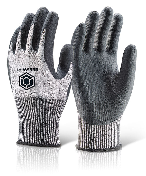 BEESWIFT MICRO FOAM NITRILE CUT LEVEL B GLOVES BLACK XL