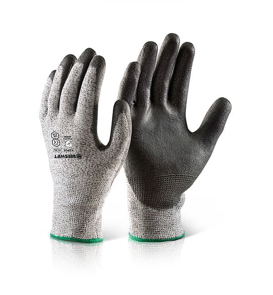 BEESWIFT PU COATED CUT LEVEL 5 GLOVES BLACK M