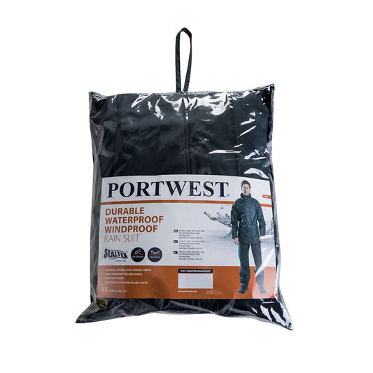 Portwest L450 -  All sizes Sealtex Essential Rainsuit (2 Piece Suit) - Navy