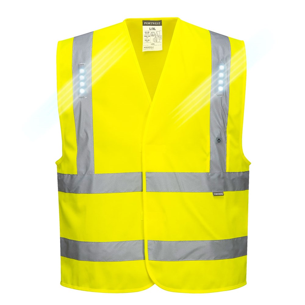 Portwest L470YERL/XL -  sz L - XL Vega LED Vest - Yellow