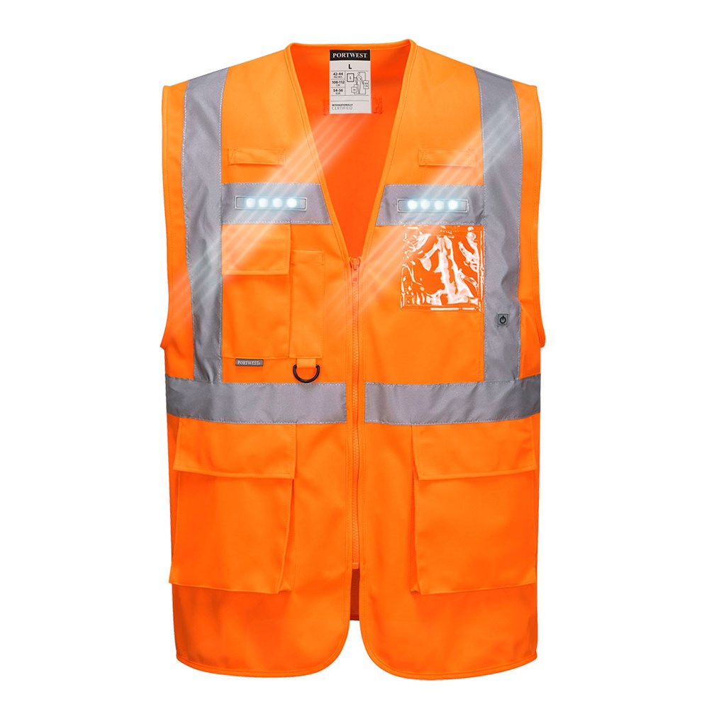Portwest L476ORRXXXL -  sz 3XL Orion LED Executive Vest - Orange
