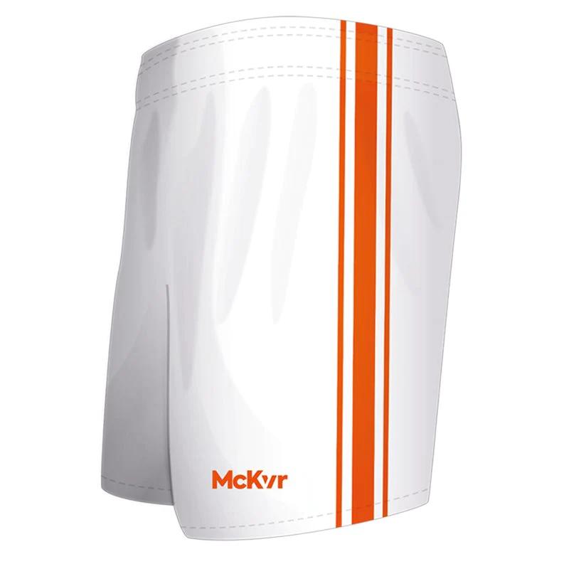 McKeever Core 22 Youth GAA Shorts - 20" - White/Orange