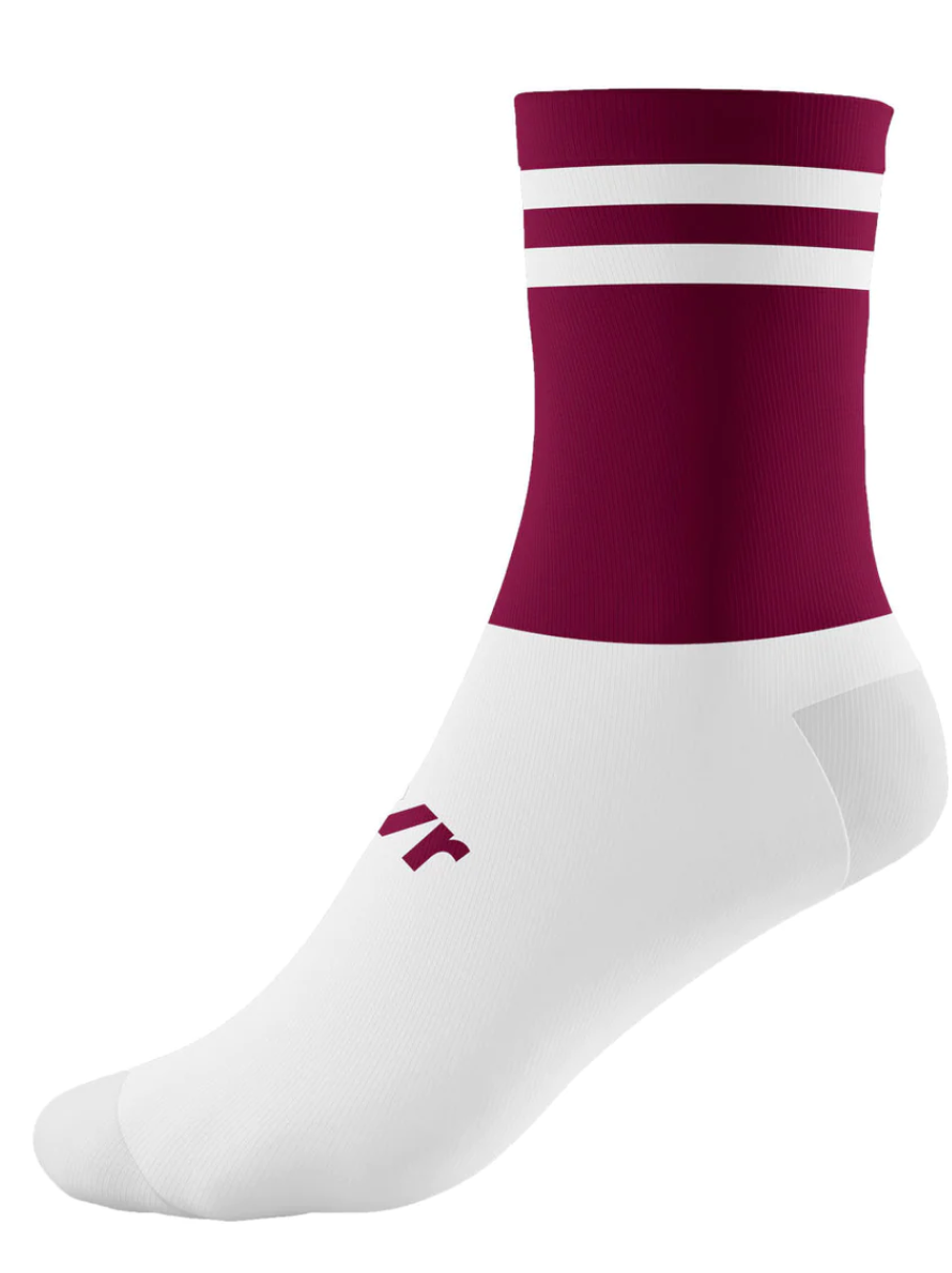 McKeever Pro Mid 2 Bar Youth Socks - J12-2 - Maroon/White