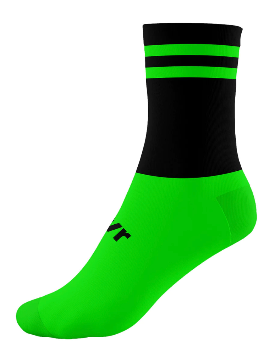 McKeever Pro Mid 2 Bar Youth Socks - J12-2 - Black/Fluo Green