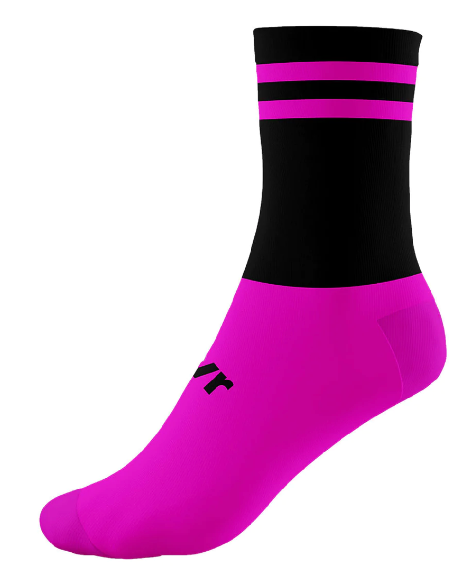 McKeever Pro Mid 2 Bar Youth Socks - J12-2 - Black/Fluo Pink