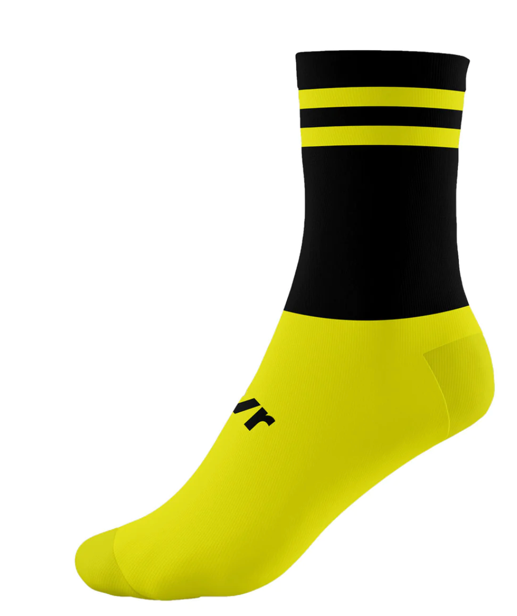 McKeever Pro Mid 2 Bar Youth Socks - J12-2 - Black/Fluo Yellow