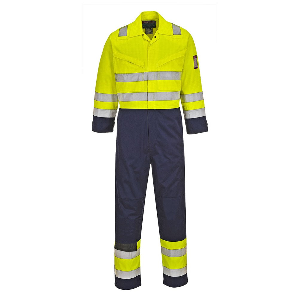 Portwest MV28YNTL -  sz L Hi-Vis Modaflame Coverall - Yellow/Navy
