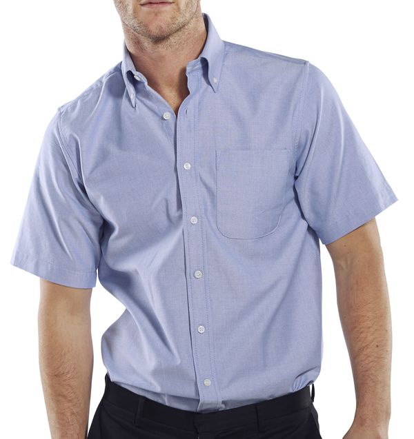 BEESWIFT OXFORD SHIRT SHORT SLEEVE BLUE 16