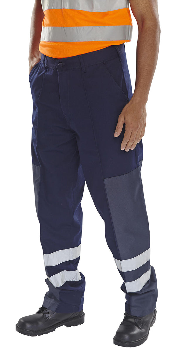 BEESWIFT POLY COTTON NYLON PATCH TROUSERS NAVY BLUE 50T