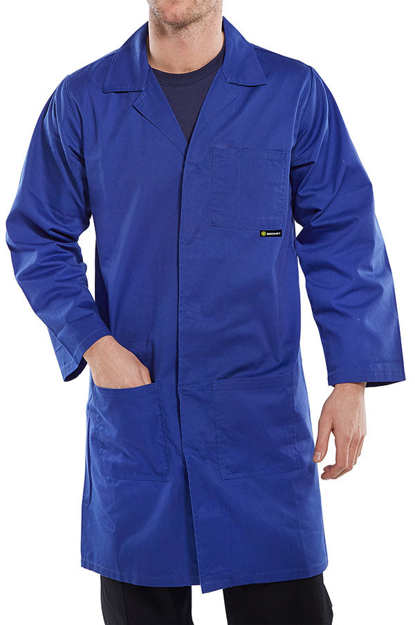 BEESWIFT POLY COTTON WAREHOUSE COAT ROYAL BLUE 44