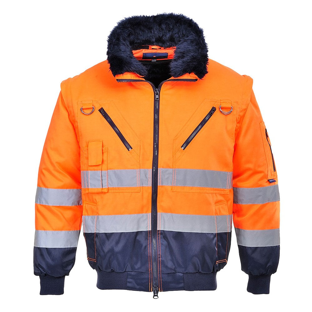 Portwest PJ50ONRXXL -  sz 2XL Hi-Vis 3-in-1 Pilot Jacket - Orange/Navy