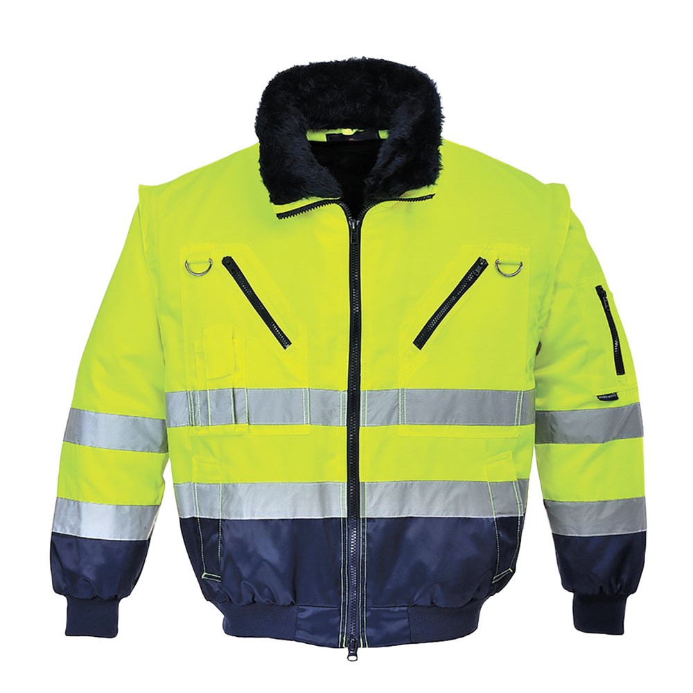 Portwest PJ50YNRXL -  sz XL Hi-Vis 3-in-1 Pilot Jacket - Yellow/Navy
