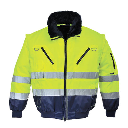 Portwest PJ50YNRXL -  sz XL Hi-Vis 3-in-1 Pilot Jacket - Yellow/Navy