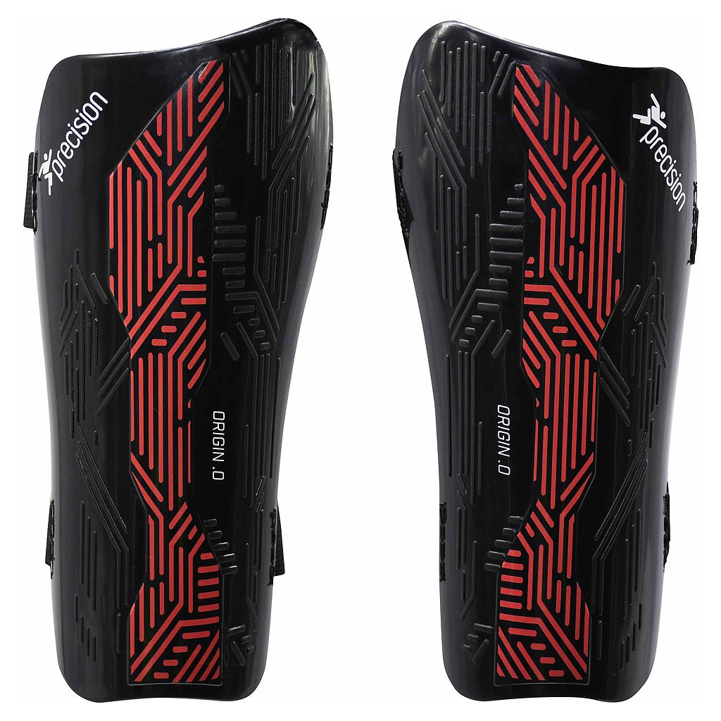 Precision Origin.0 Strap Shin Guards Black/Red Large