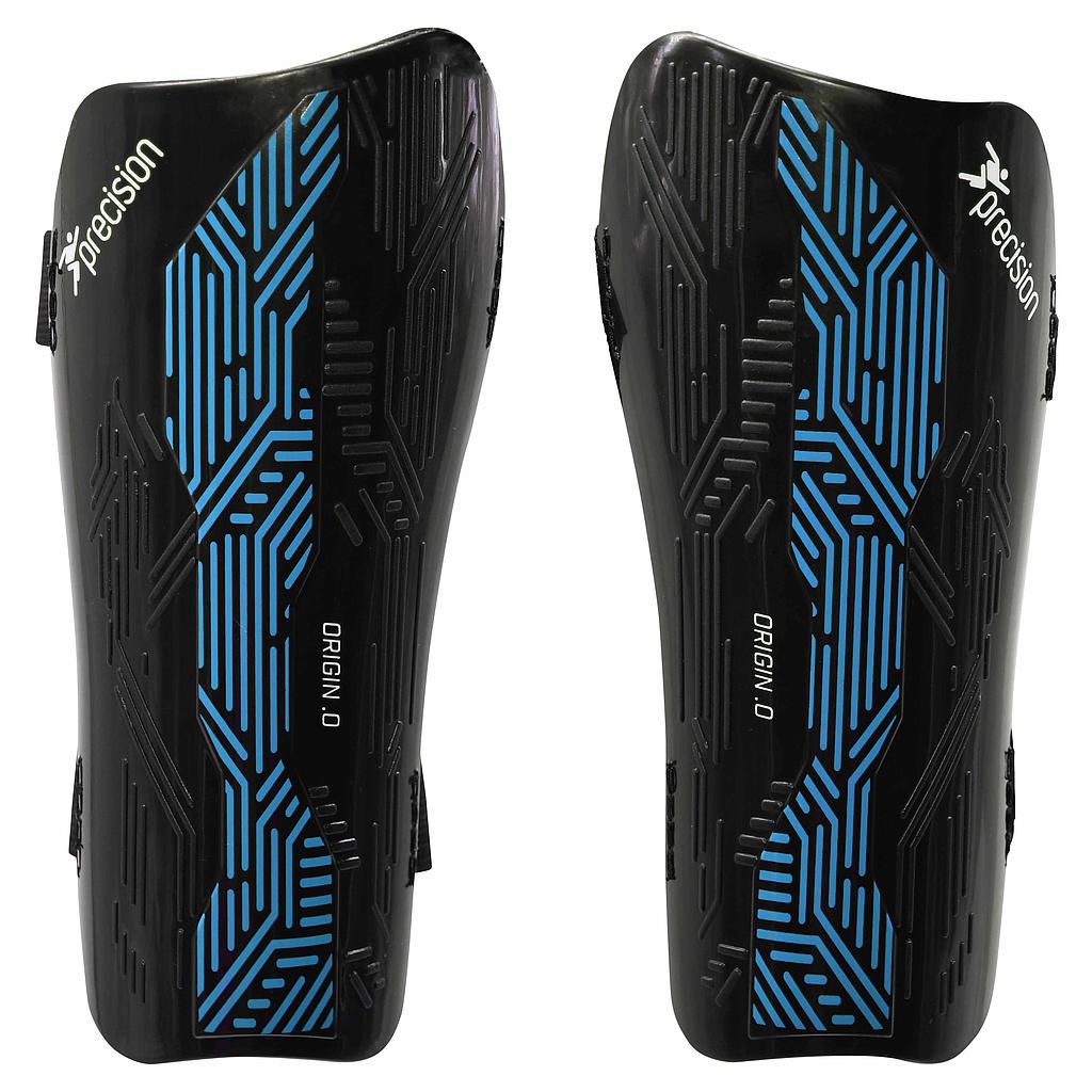 Precision Origin.0 Strap Shin Guards Black/Cyan Medium