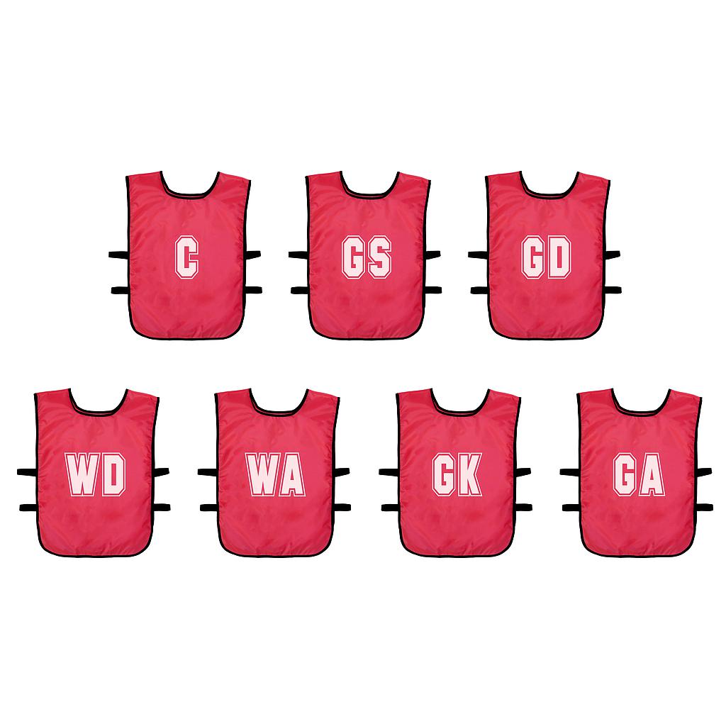 (Pack of 7) Mesh Netball Training Bibs (Youths, Adult) Red Adult