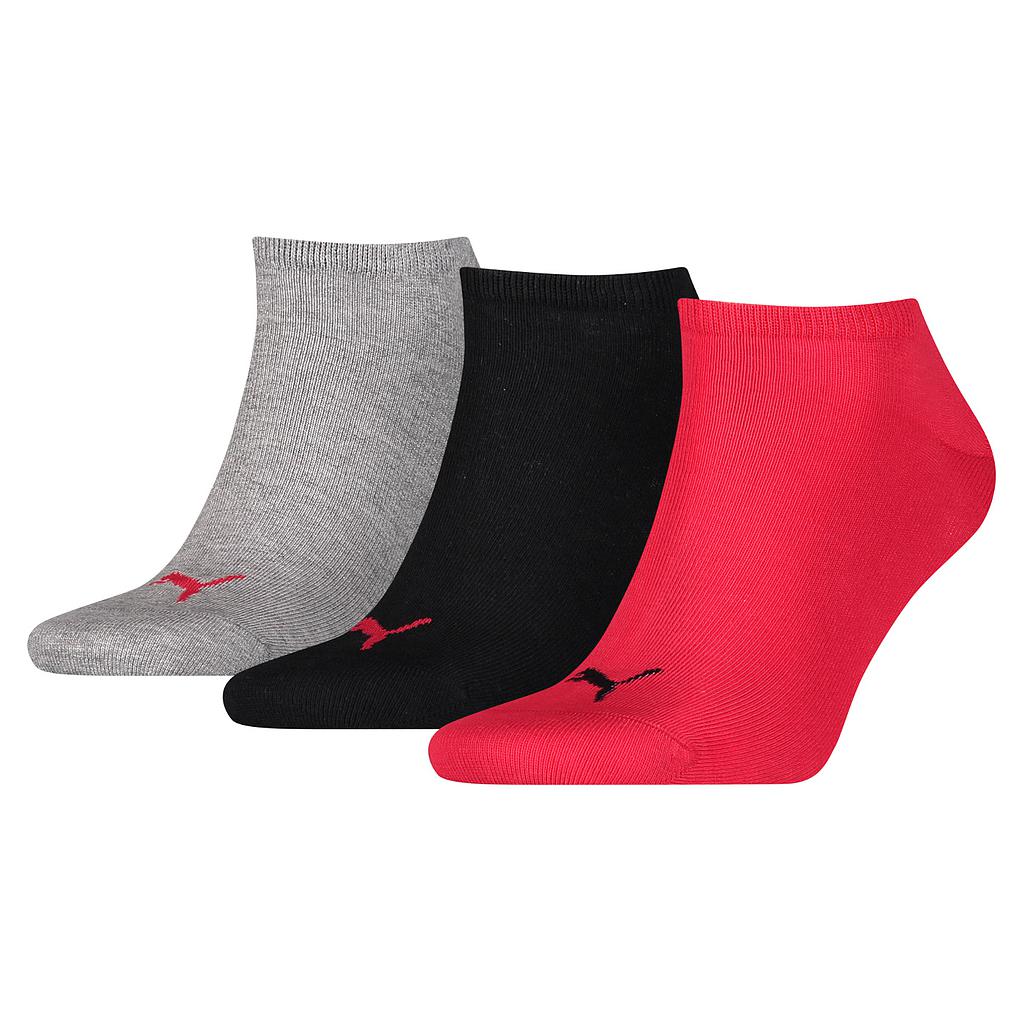 Puma Sneaker Invisible Socks (3 Pairs) Black/Red/Grey 2.5-5