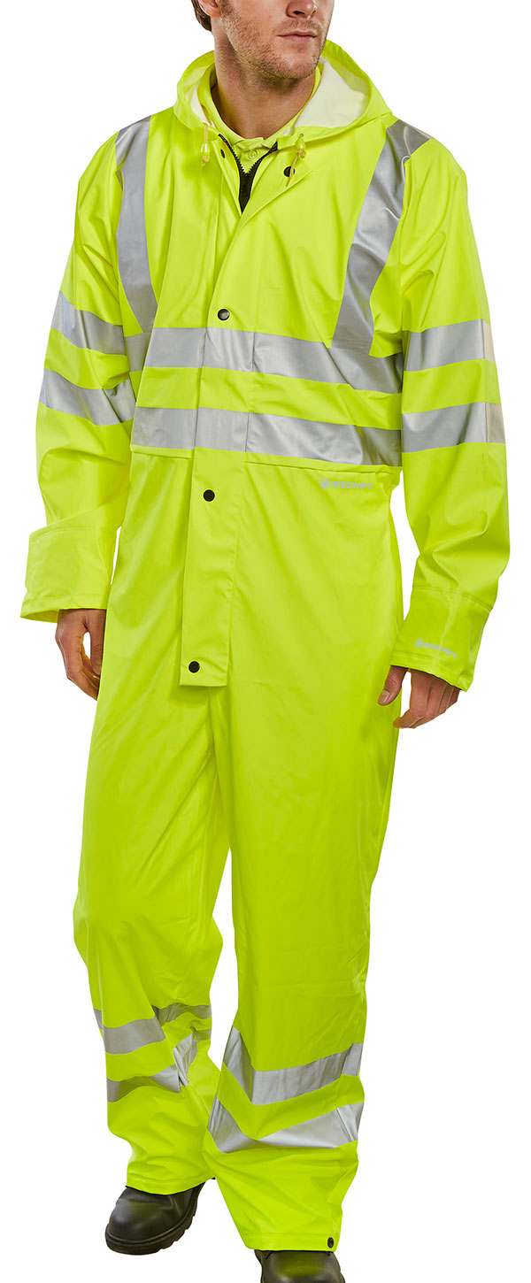 BEESWIFT HI-VIS PU BREATHABLE COVERALL SATURN YELLOW M