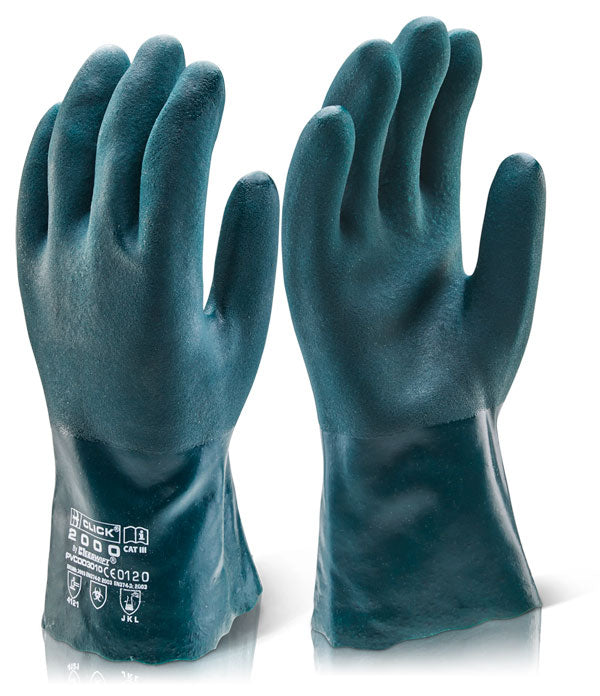 BEESWIFT PVC DOUBLE DIP GUANTLET GLOVES 30CM GREEN 10