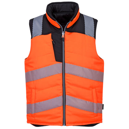 Portwest PW374 - Hi-Visibility Orange Sz L Hi-Vis Reversible Bodywarmer Jacket