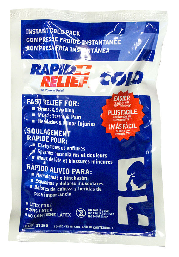 RAPID RELIEF INSTANT COLD PACK LARGE 5"X 9"  WHITE 9"