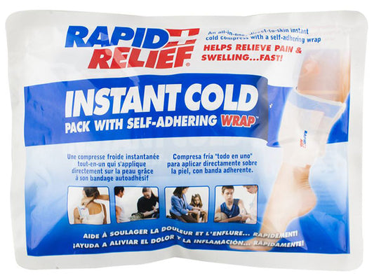 RAPID RELIEF INSTANT COLD PACK WITH SELF ADHERING WRAP 5"X 9" WHITE 9"