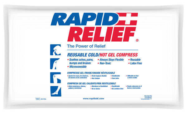 RAPID RELIEF DELUXE HOT/COLD GEL COMPRESS WITH CONTOUR GEL  6"X 10" WHITE 10"