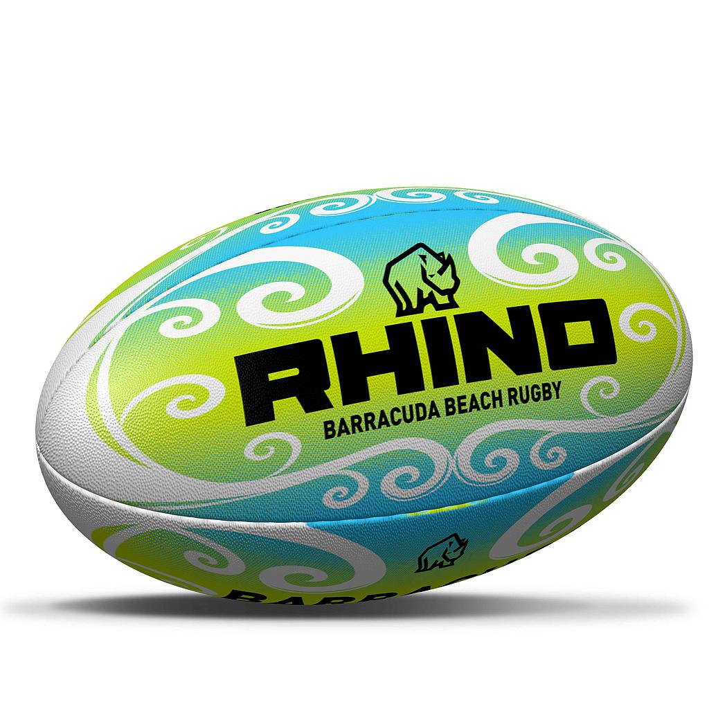 Rhino Barracuda Beach Pro Rugby Ball Green/Blue/Wht Midi (Size 2)