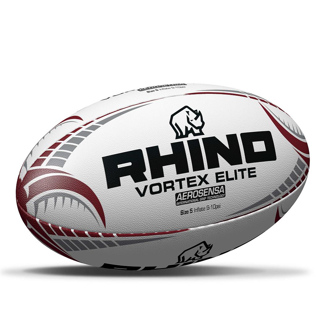 Rhino Vortex Elite Rugby Ball White 5