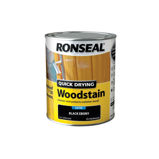 Ronseal 36952 Quick Drying Woodstain Satin Ebony 750ml